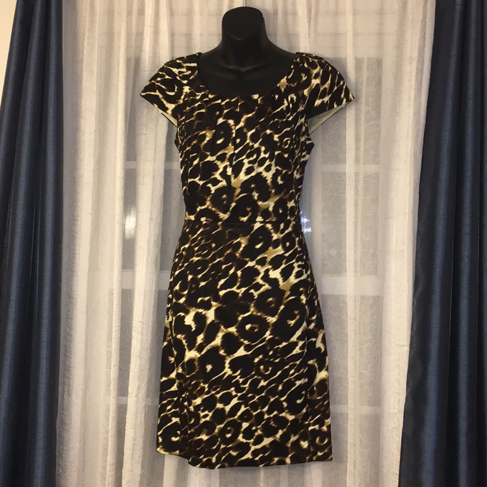 Marvin Richards Leopard Sheath Cap Sleeve Dress